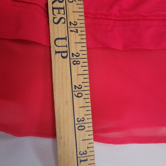 LOGO by Lori Goldstein Women's Hot Pink Cardigan Tunic Lace Trim Top Size M - Picture 9 of 9